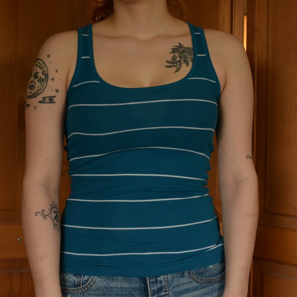Blue Thin Striped Tank